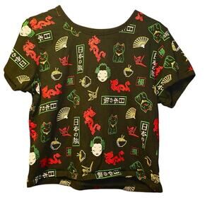 Electric Pink geisha crop top size XL